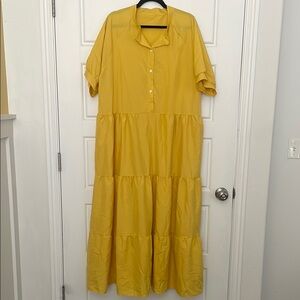 Yellow Tiered Puff Sleeve Sundress